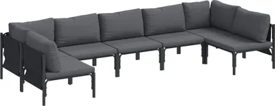 Immagine prodotto di vidaXL Set di divani da giardino con cuscini 7 pezzi in acciaio nero