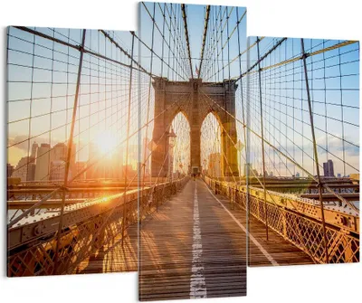 Produktbild von Bild auf Leinwand - Leinwandbild - New York Brücke - 130x100cm - Wand Bild - Wanddeko - Wandbilder - Leinwanddruck - Bilder - Kunstdruck - Wanddekoration - Leinwand bilder - Wandkunst - CB130x100-3707