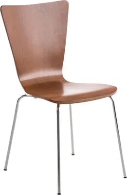 Produktbild von CLP Besucherstuhl Aaron mit ergonomisch geformten Holzsitz und Metallgestell braun