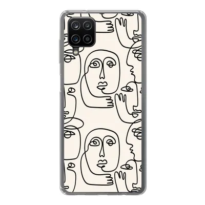 Produktbild von MuchoWow® Handyhülle Schutzhülle Hülle für Samsung Galaxy A12 Gesicht - Muster - Strichzeichnung Silikon Softcase Handy Hülle - Bild