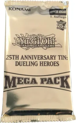 Produktbild von Yu-Gi-Oh! 25th Anniversary Tin Dueling Heroes Mega Pack Booster Englisch