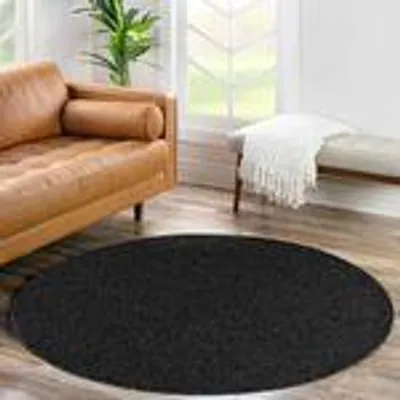 Produktbild von Weicher Teppich mit einfarbigem Design - Moderner Look für Wohnzimmer und Schlafzimmer, Größe: 200 cm Rund, Farbe: Anthrazit
