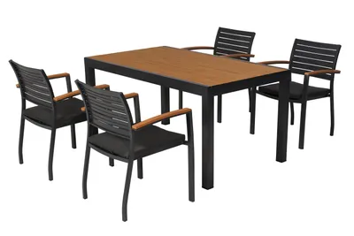 Obrázek produktu pro Sada zahradního nábytku Merxx Astros, 9dílná, 4 stohovatelné křesla včetně polštářů, stůl 150 x 90 cm – hliník a plast