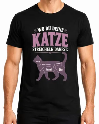 Imagen del producto de Camiseta para hombre, color , talla XL. Diseño: "Dónde puedes acariciar a tu gato". Estilo: humor, sarcasmo