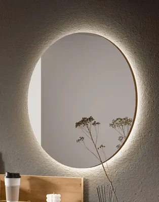 Produktbild von Garderobenspiegel Drive | rund | Artisan Oak inkl. LED Lichtband