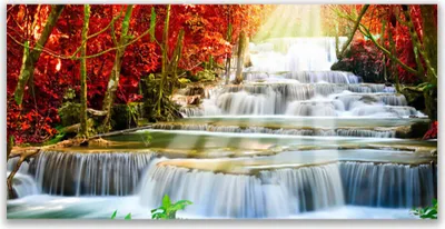 Produktbild von Tulup Leinwand-Bilder 140x70 Wandbild Canvas Kunstdruck Wasserfall Wald Natur