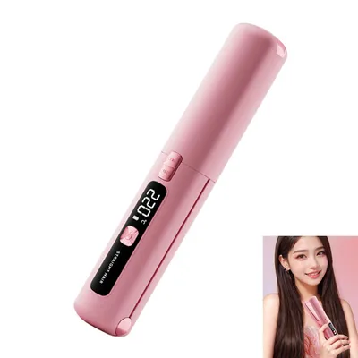 Produktbild von Kabelloser Haarglätter & Lockenstab 2-in-1,Akku-Glätteisen mit 4500mAh, Negativ-Ionen-Technologie, LCD-Display, 6 Temperaturstufen & 3D-Floating-Platten