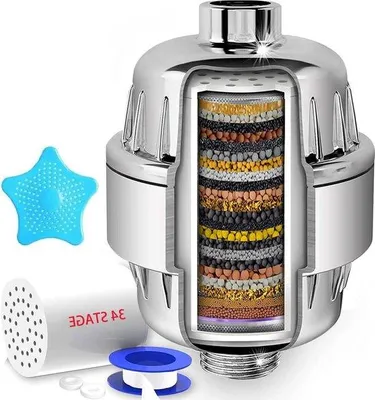 Produktbild von Douchefilter mit Vitamin C und austauschbaren Filter für Wasser mit hohem Kalziumgehalt - Wasserfilterduschkop zur Entfernung von Chlor und Schwermetallen