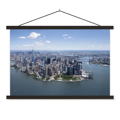 Produktbild von MuchoWow® Textilposter New York - USA - Skyline 120x80 cm mit schwarzem Rahmen - Wanddeko