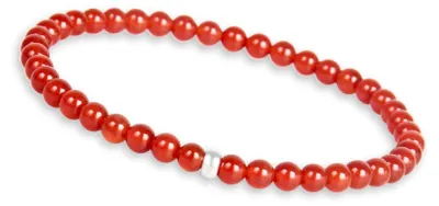 Produktbild von GD GOOD.designs Karneol Perlenarmband Damen mit 4 mm Naturstein Perlen | 925 Silber Perle | Edelstein Armband | Kugelarmband