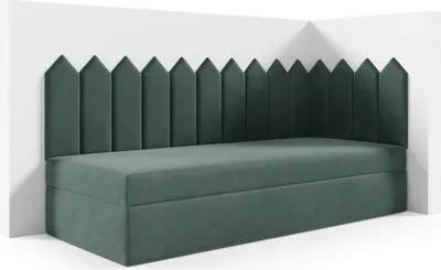 Produktbild von LIKMA Kinderbett 100x180 cm Seegrün Bett mit Bettkasten Jugendbett Polsterbett Kopfteil Velvet Stoff