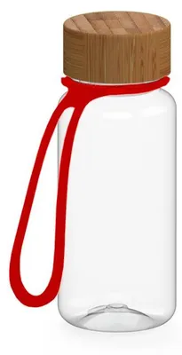 Immagine prodotto di Borraccia con cinturino in silicone "Natural" - 400 ml. Bottiglia sportiva trasparente/rossa, a prova di perdite, realizzata con materiale privo di BPA