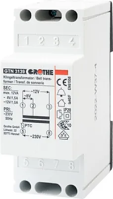 Obrázek produktu pro Zvonkový transformátor 8V/12V/0V GTN 3139