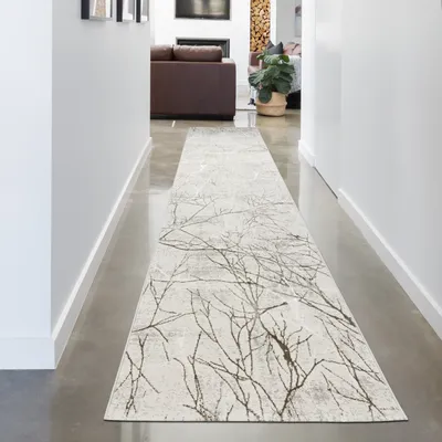 Immagine prodotto di Tappeto moderno di design con nodi lucidi astratto crema Dimensioni - 80 x 300 cm