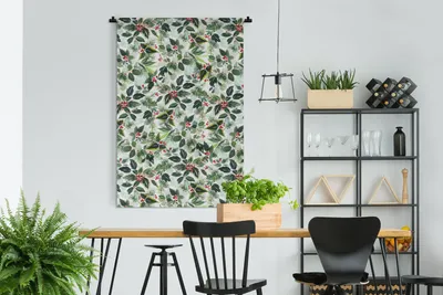 Produktbild von MuchoWow® Wandteppich Wandbehang Weihnachten - Aquarell - Mistelzweig 120x180 cm Tapisserie Dekoration Wandtuch - Schlafzimmer - Dekorationen für das Haus