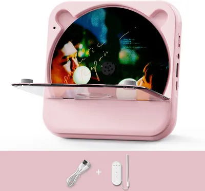 Produktbild von ZELURXX CD Player, Tragbar, multifunktional, Bluetooth 5.1, USB Modus, Musikplayer, geeignet zum Abspielen von Alben, 13,5 x 13,5 x 5,3 cm, Rosa