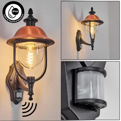 Produktbild von Casalaccio Außenwandlampe mit Bewegungsmelder aus Metall in Schwarz/Kupfer