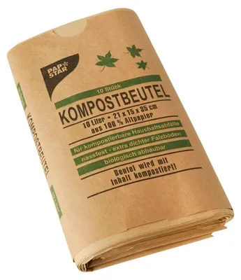 Zdjęcie produktu dla Papstar Kompostbeutel 10l braun 15 x 21 x 35 cm 10 Stück 14184