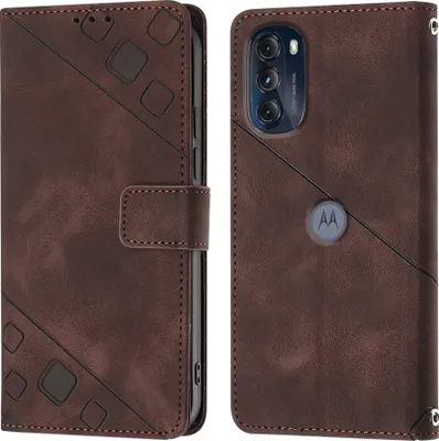 Produktbild von Hülle für Motorola Moto G 5G 2022 Prägung Flip Leder Brieftasche Schutzhülle mit Ständer Braun