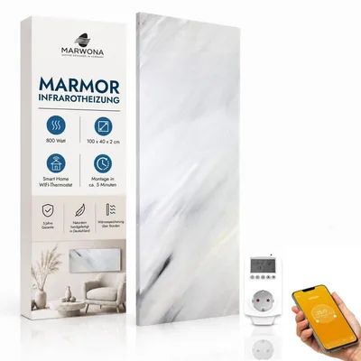 Produktbild von Marwona Bianco Infrarotheizung 800 W mit WiFi-Thermostat – Germany