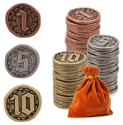 Produktbild von Set mit 50 Metallspielmünzen für Brettspiele