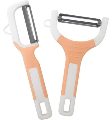 Produktbild von 2er-Set Küchenschäler – Klingen aus Edelstahl – Küchenhelfer für Obst und Gemüse – ergonomischer Griff – Farbe zufällig