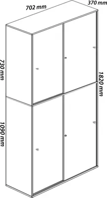 Immagine prodotto di Armadio da ufficio con 5 scomparti | moderno file cabinet con porte scorrevoli e serratura | Dimensioni ca. B. 70 x H. 184 x D. 37 cm – Lona 5 scomparti bloccabili