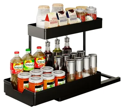 Produktbild von Küchen Organizer für Spüle, Schrank und Badezimmer, Schubladen Organizer für Küche, Bad, Putzmittel und Waschmittel (Schwarz)