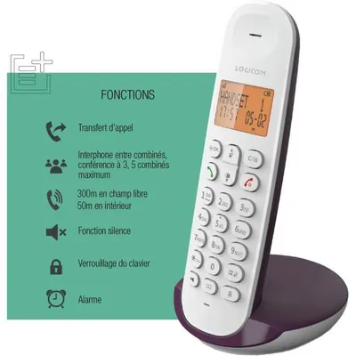 Image de Téléphone fixe Logicom DECT ILOA 150 SOLO aubergine