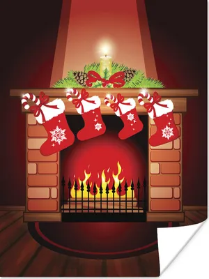 Produktbild von MuchoWow® Poster Eine Illustration von Weihnachtssocken über dem Kamin 120x160 cm - Wandbilder