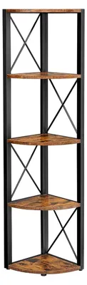 Obrázek produktu pro Regál vintage, hnědo-černý – ocel/dřevotříska – 30 x 30 x 160 cm