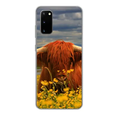 Produktbild von MuchoWow® Handyhülle Schutzhülle Hülle für Samsung Galaxy S20 Schottischer Highlander - Tiere - Blumen Silikon Softcase Handy Hülle - Bild