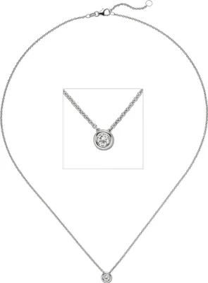 Produktbild von JOBO Collier Kette mit Anhänger 585 Gold Weißgold 1 Diamant Brillant 0,15 ct. 45 cm
