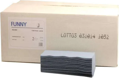 Produktbild von FUNNY Papierhandtücher blau, 2 lagig, Z Z Falz,22,5 x 21cm 1 Karton á 4000 Stück