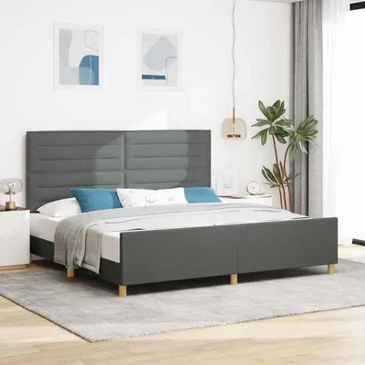 Productafbeelding van Maison Exclusive - Bedframe met hoofdeinde, donkergrijs, 200 x 200 cm, gestoffeerd