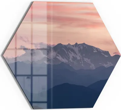 Produktbild von DEQORI Magnettafel Glas 55x48 cm 6-eckig 'Alpenabendglanz' beschreibbar Whiteboard Küche