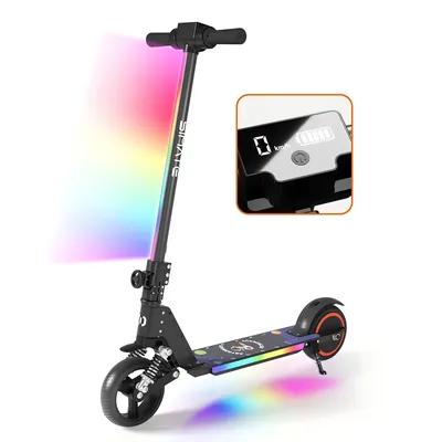 Produktbild von Elektroscooter Kinder Klappbar E-Scooter 14Km/h Mit LCD-Anzeige Cityroller Stoßdämpfende Funktion LED-Beleuchtung Elektroroller Schwarz Kinderroller Für Kinder und Jugendliche