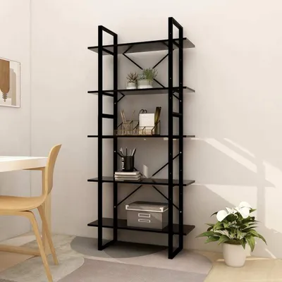 Produktbild von vidaXL Regál na knihy 5 přihrádek černý 80x30x175 cm výrobek ze dřeva