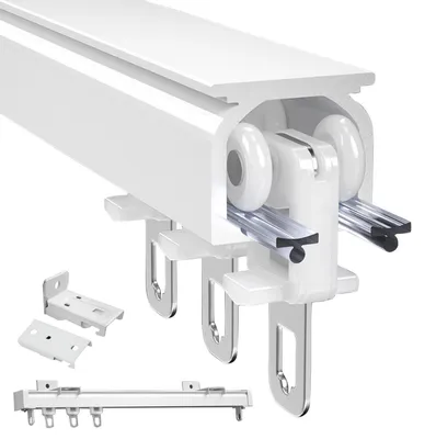 Obrázek produktu pro Sada kolejnic na závěsy, hliník, 50-600 cm. Obsahuje stropní i nástěnné kolejnice
