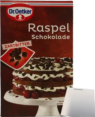Produktbild von Dr. Oetker Raspelschokolade Zartbitter (100g Packung) + usy Block
