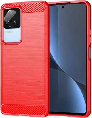 Produktbild von Mobigear Brushed Slim  POCO F4 Hülle Flexibles TPU Backcover - Rot