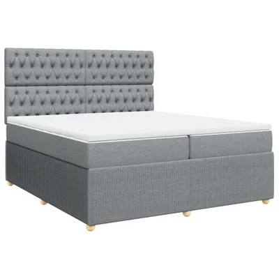 Produktbild von Boxspringbett mit Matratze Hellgrau 200x200 cm Stoff