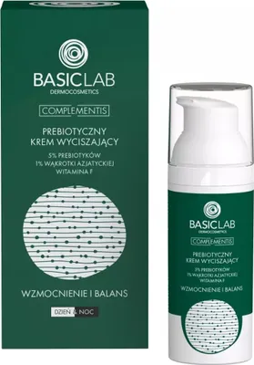 Produktbild von BasicLab Prebiotic Calming Cream mit 5% Prebiotika 1% Centella Asiatica und Vitamin F Stärkung und Ausgleich, 50ml