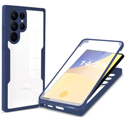 Produktbild von 360 Grad Rundum Schutz Handyhülle für Samsung Galaxy S23 Ultra Full Cover Vollschutz Case Farbe: Blau