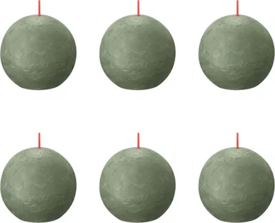 Produktbild von Bolsius - Rustikale Kugelkerze - Ø76mm - Frische Olive - Vorteilspack - 6 Stücke