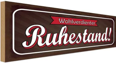 Produktbild von vianmo Holzschild 10x27 cm Wohlverdienter Ruhestand Dekoration