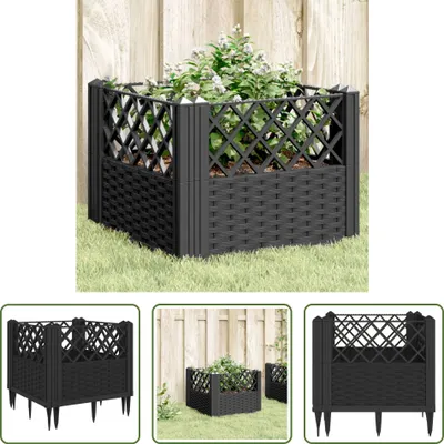 Produktbild von The Living Store Pflanzkasten mit Erdspießen Schwarz 43,5x43,5x43,5 cm PP