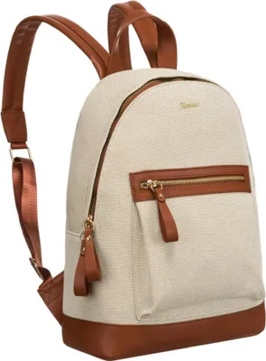 Obrázek produktu pro Peterson dámský městský batoh z přírodní kůže a tkaniny béžový 34 cm