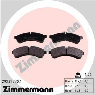 Produktbild von ZIMMERMANN Bremsbeläge Satz Hinten Bremsklötze für IVECO DAILY IV Kasten/Kombi 29231.230.1