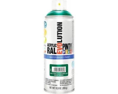 Imagen del producto de Pintura en aerosol Pintyplus Evolution, color verde musgo RAL 6005, base de agua, 400 ml